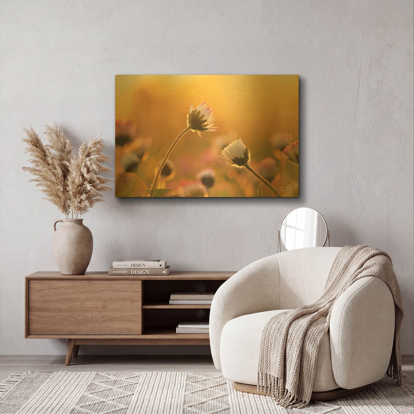 'Daisies' By Martin Podt Gold Metal Wall Art