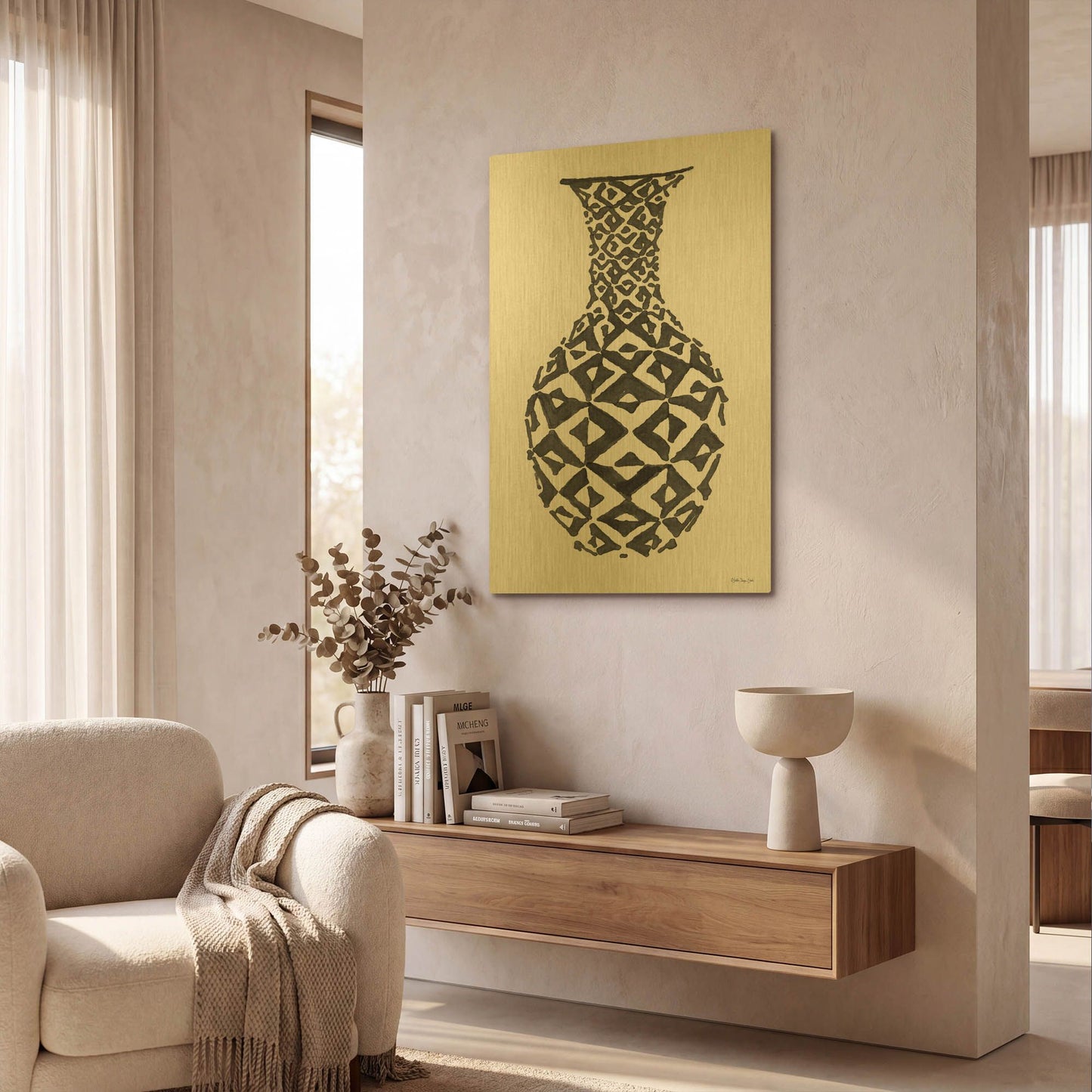 'Tile Vase 1' By Stellar Design Studio Gold Metal Wall Art