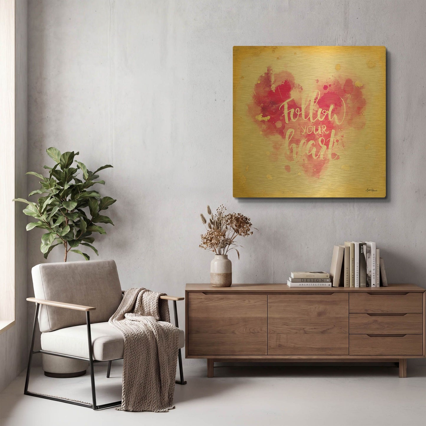 'Follow Your Heart' By Britt Hallowell Gold Metal Wall Art
