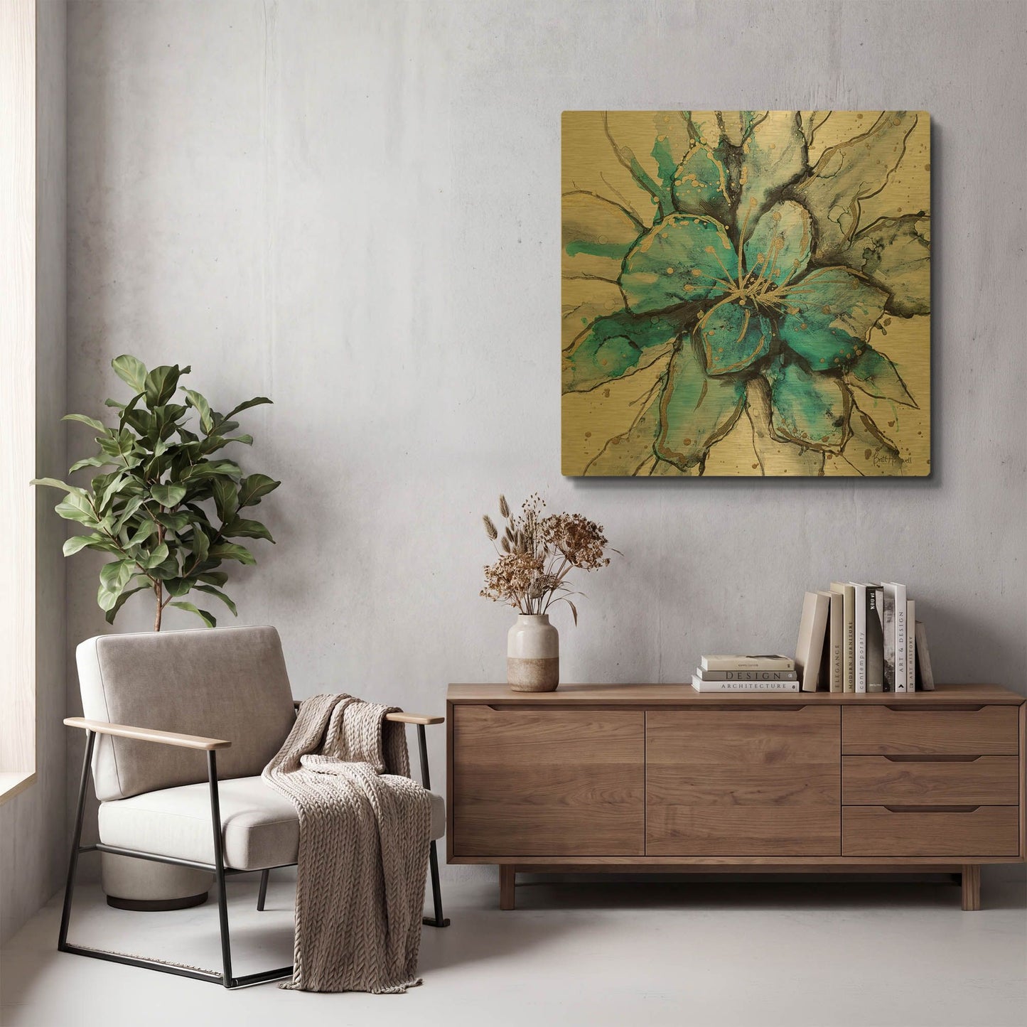'Blooming 2' By Britt Hallowell Gold Metal Wall Art