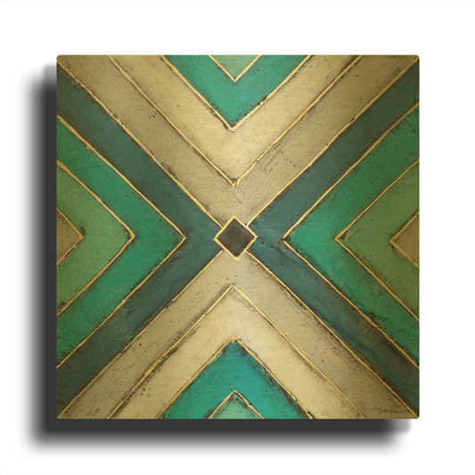'Geometric Common Ground' By Britt Hallowell Gold Metal Wall Art