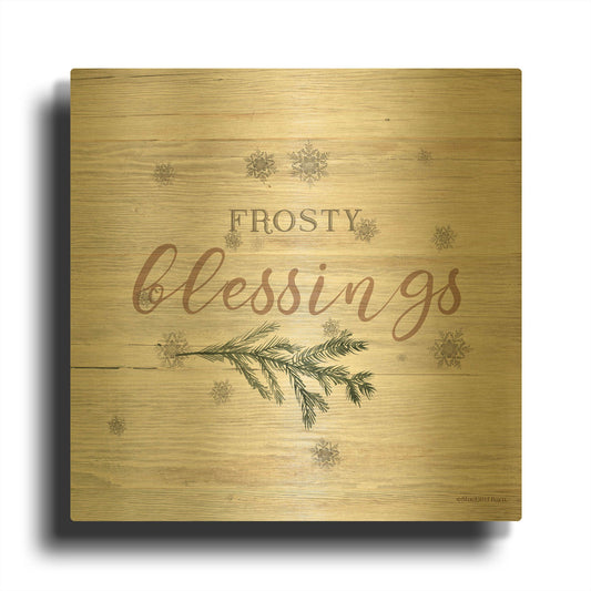 'Frosty Blessings II' By Bluebird Barn Gold Metal Wall Art