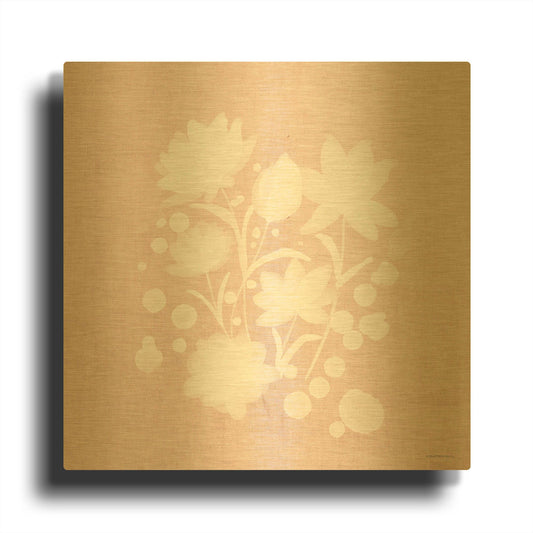 'Pink Flower Bunch I' By Bluebird Barn Gold Metal Wall Art