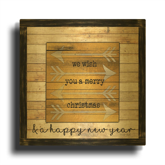 'Buffalo Merry Christmas' By Cindy Jacobs Gold Metal Wall Art