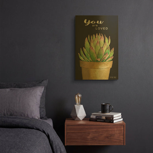 'You Are Loved Cactus' By Cindy Jacobs Gold Metal Wall Art