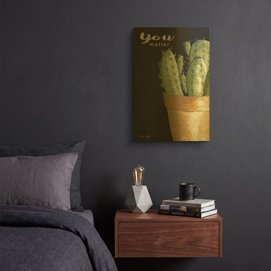 'You Matter Cactus' By Cindy Jacobs Gold Metal Wall Art