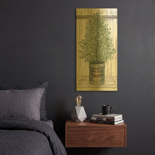 'Galvanized Pot Cedar' By Cindy Jacobs Gold Metal Wall Art