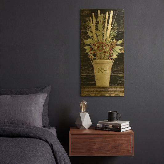 'No. 4 Christmas' By Cindy Jacobs Gold Metal Wall Art