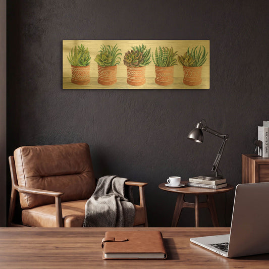 'Terracotta Pots II' By Cindy Jacobs Gold Metal Wall Art