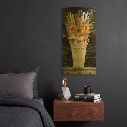 'No. 5 Fall Flowers and Birch 1' By Cindy Jacobs Gold Metal Wall Art