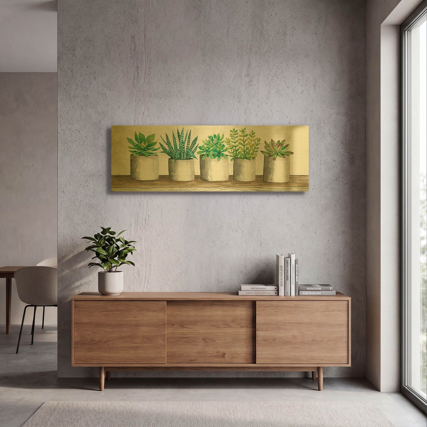 'Succulent Pots' By Cindy Jacobs Gold Metal Wall Art