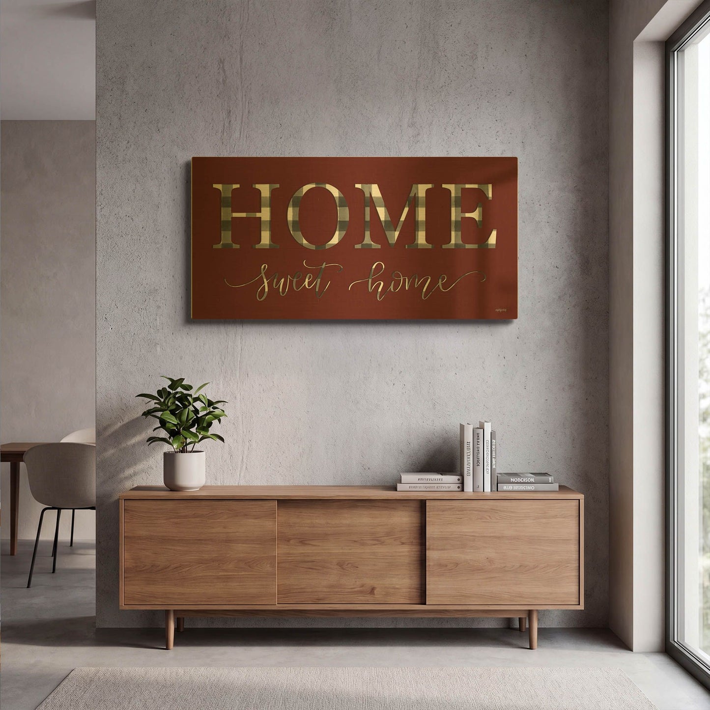 'Home Buffalo Check' By Imperfect Dust Gold Metal Wall Art