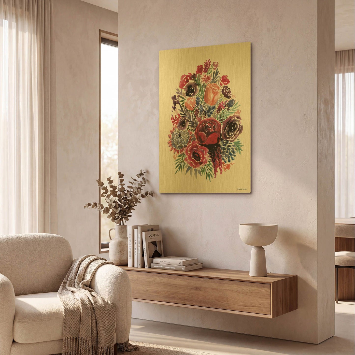 'Moody Florals' By Rachel Nieman Gold Metal Wall Art