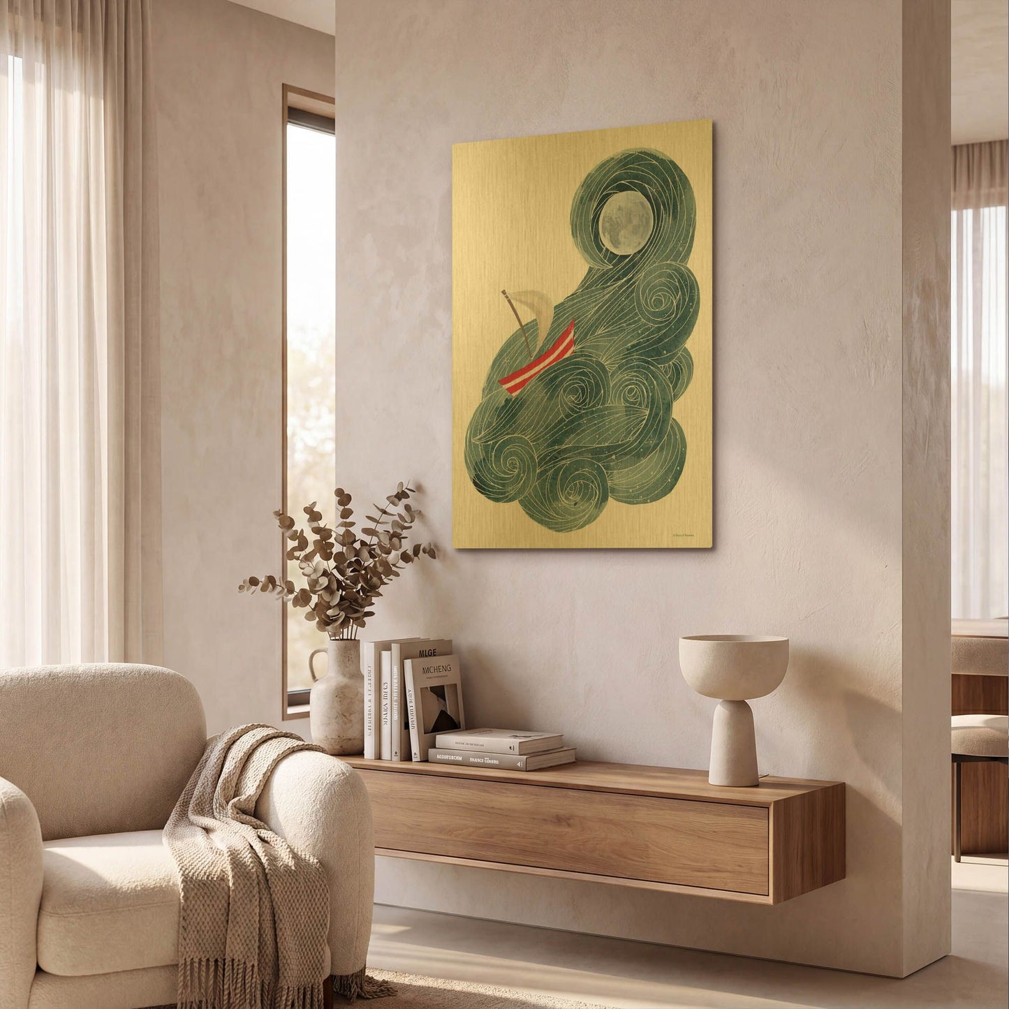 'Sailing in Space' By Rachel Nieman Gold Metal Wall Art