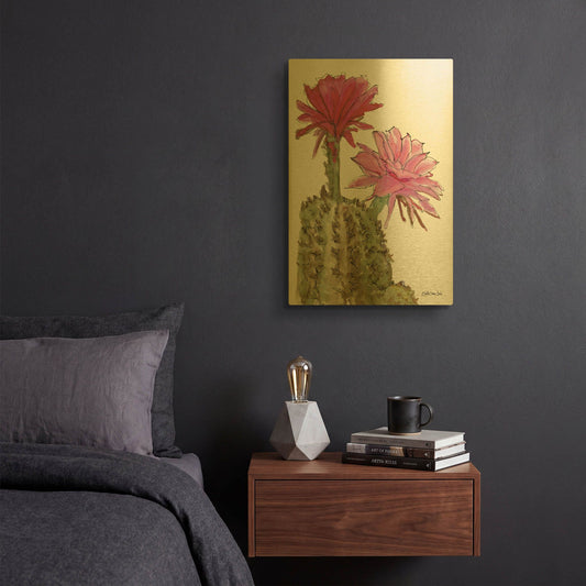 'Cactus Flower 2' By Stellar Design Studio Gold Metal Wall Art