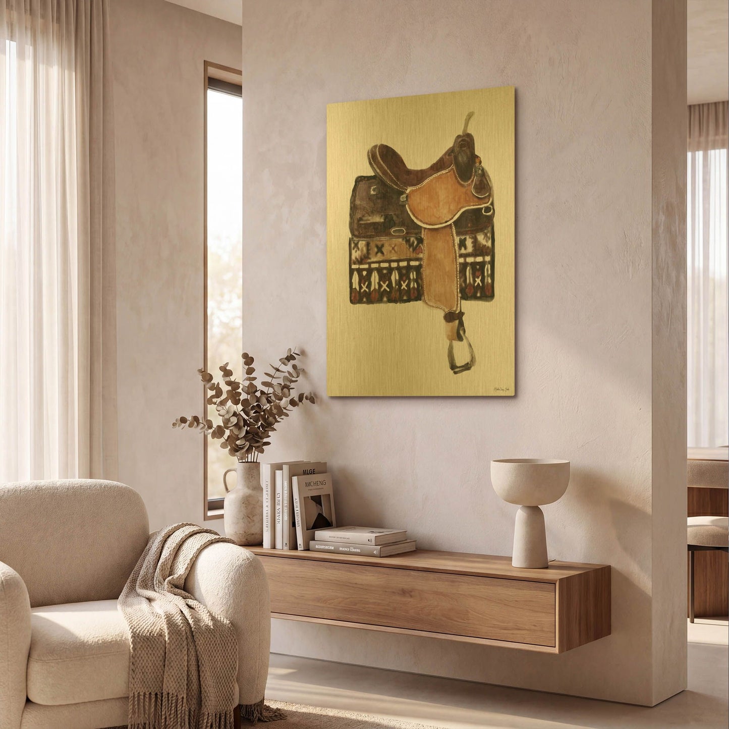 'Saddle 1' By Stellar Design Studio Gold Metal Wall Art