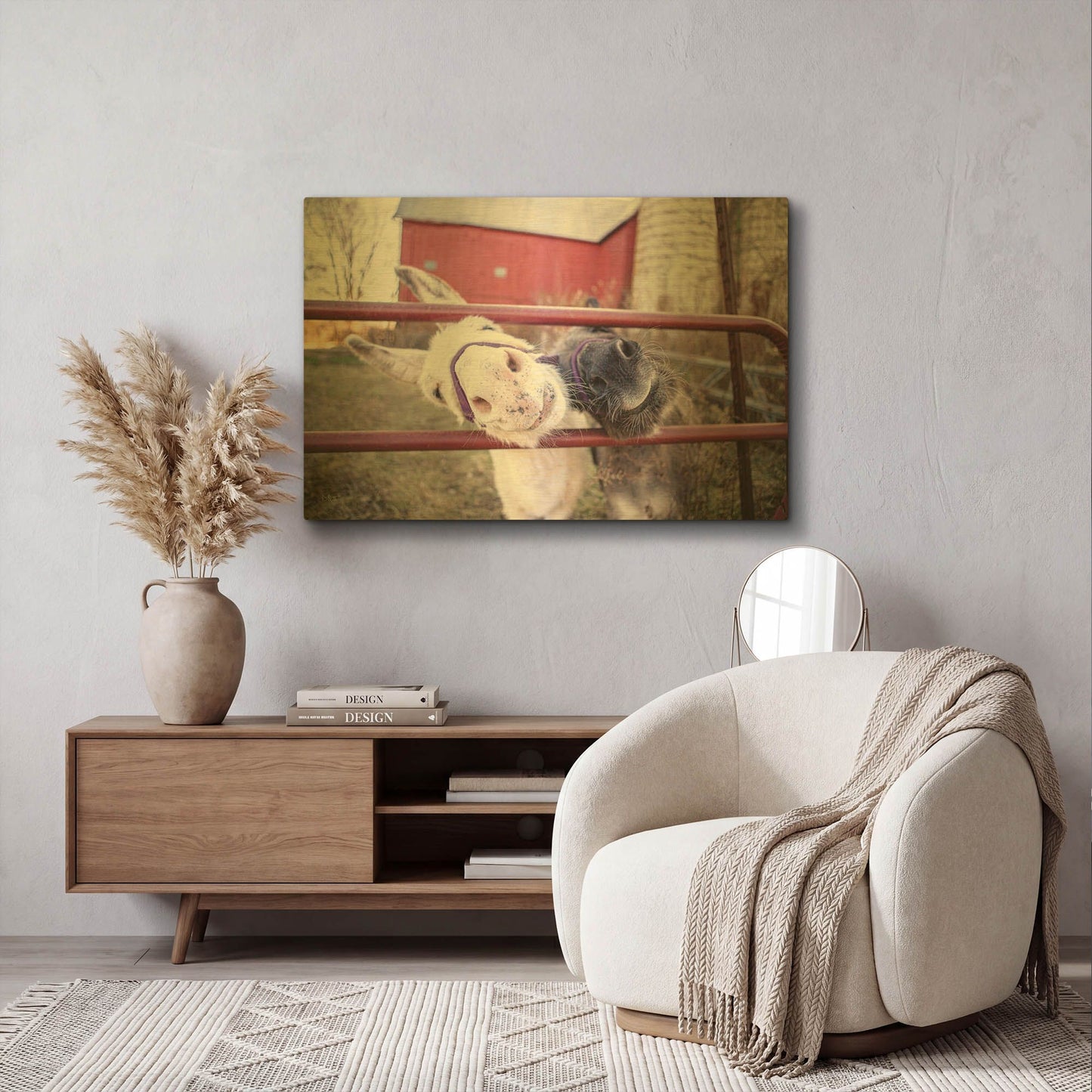'Hey Donkeys II' By Donnie Quillen Gold Metal Wall Art