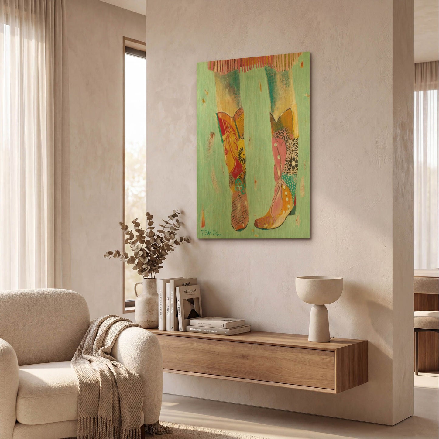 'Cowgirl Boots' By Pamela Beer Gold Metal Wall Art