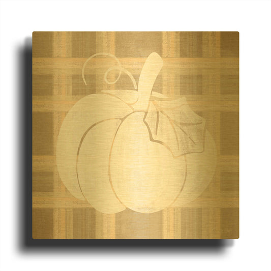 'Plaid Pumpkin II' By House Fenway Gold Metal Wall Art