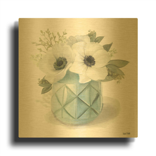 'Winter Anemones-Blue' By House Fenway Gold Metal Wall Art