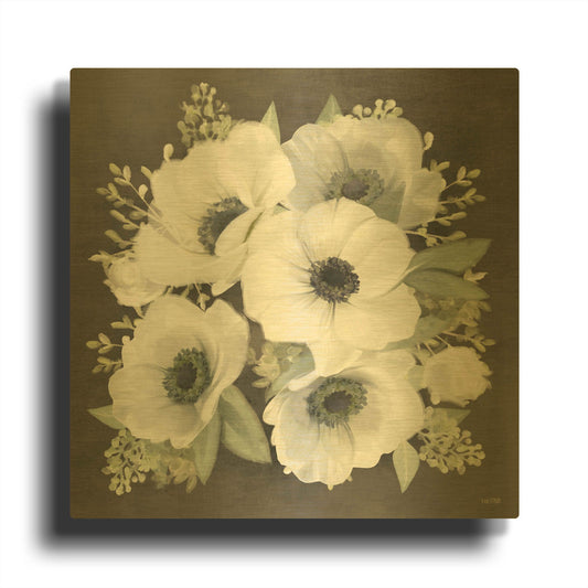 'Anemone Square II' By House Fenway Gold Metal Wall Art