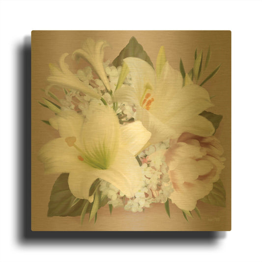 'Spring Lily Bouquet' By House Fenway Gold Metal Wall Art