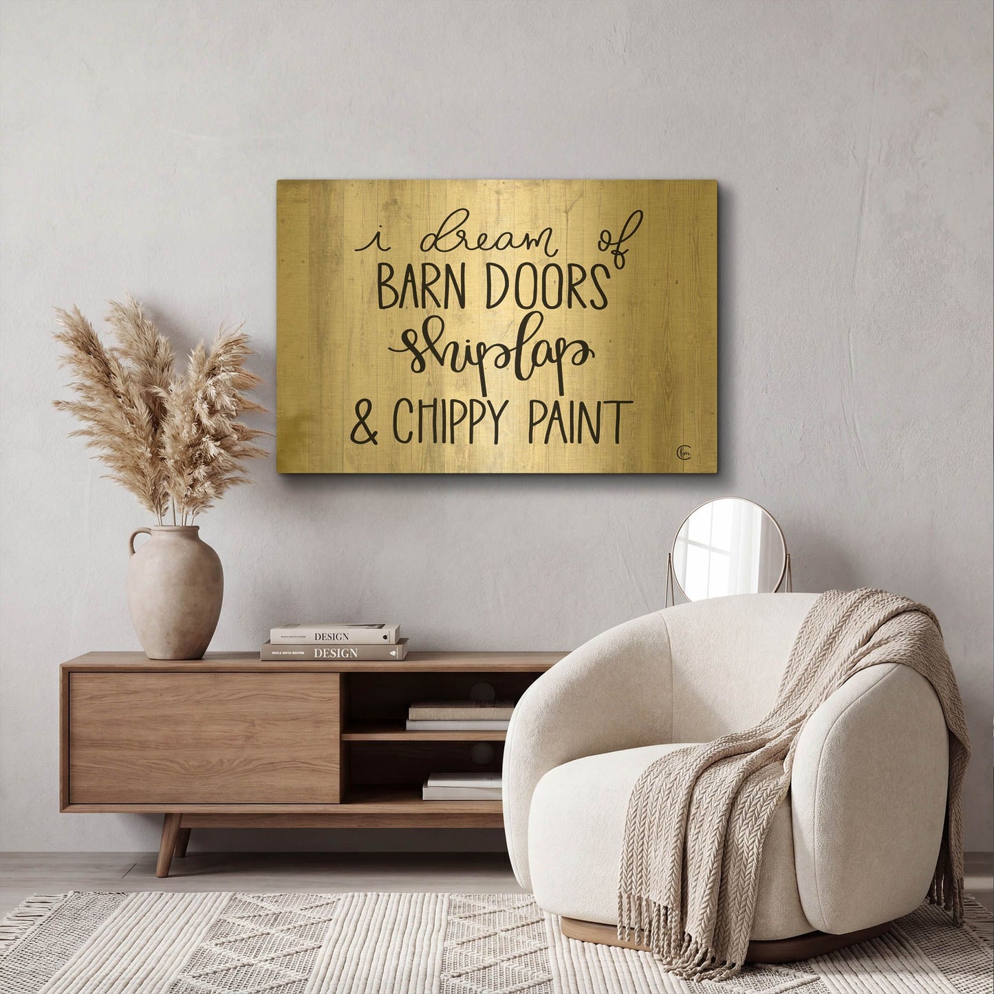 'Farmhouse Dreams' By Fearfully Made Gold Metal Wall Art