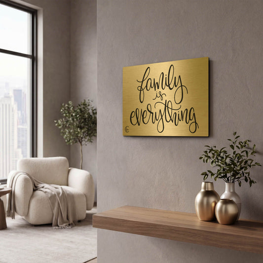 'Family is Everything' By Fearfully Made Gold Metal Wall Art