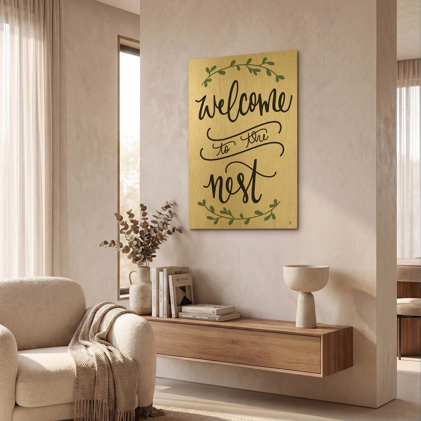 'Welcome to the Nest' By Fearfully Made Gold Metal Wall Art