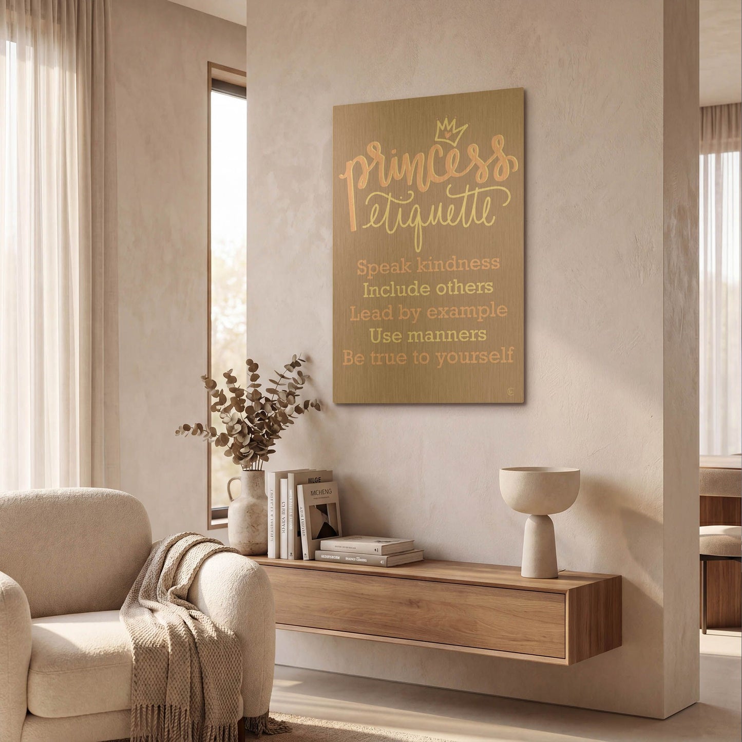'Princess Etiquette' By Fearfully Made Gold Metal Wall Art