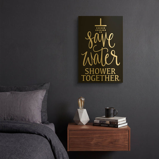 'Shower Together' By Fearfully Made Gold Metal Wall Art