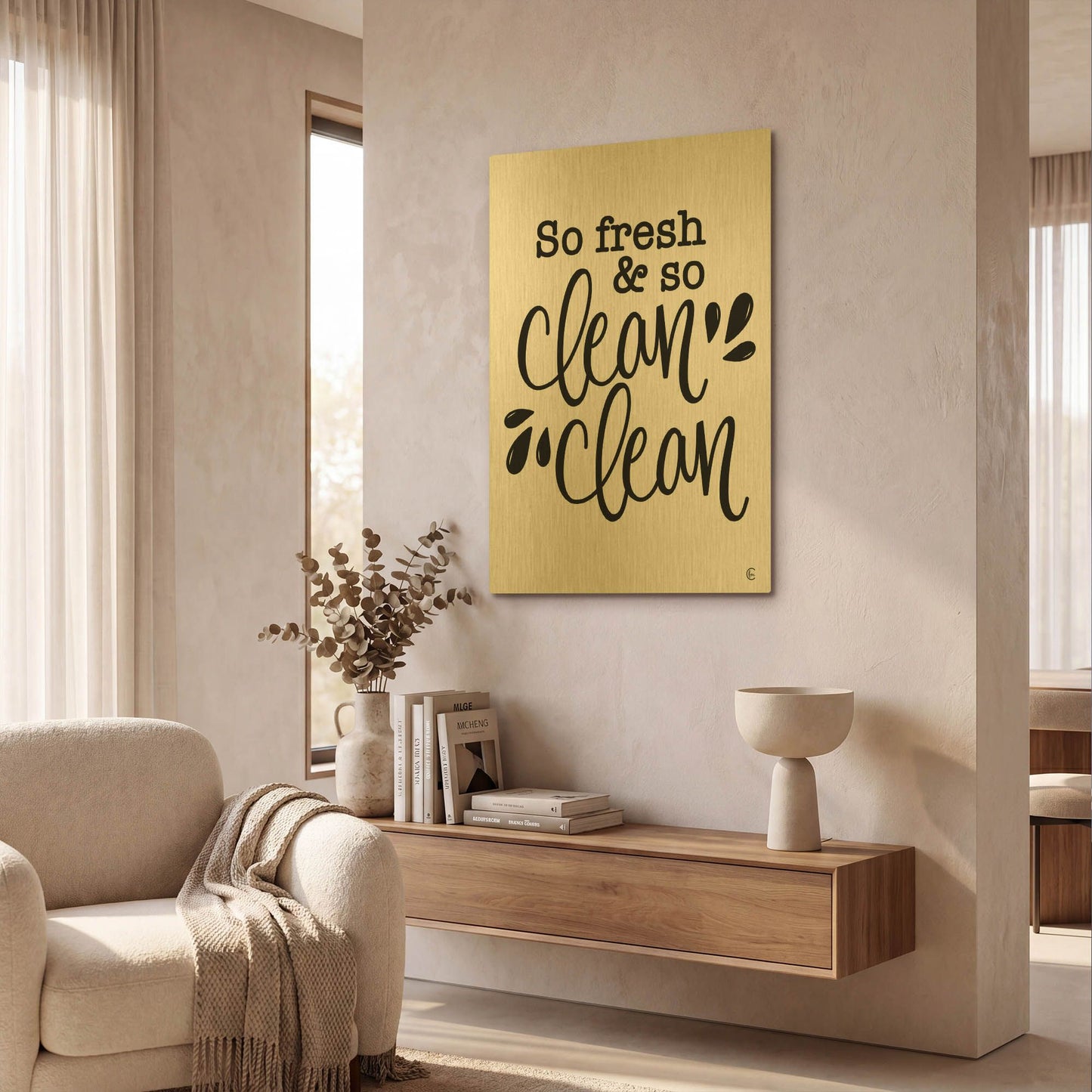 'So Clean Clean' By Fearfully Made Gold Metal Wall Art