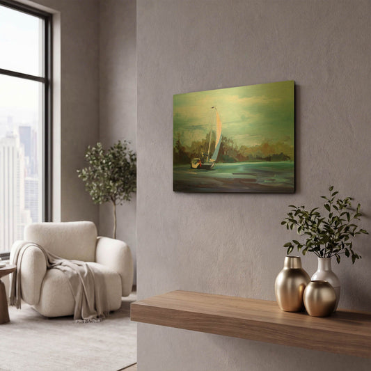 'Sailboat' By Carol Hallock Gold Metal Wall Art
