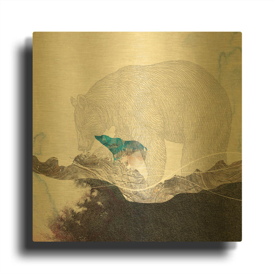 'Bear 2' By Louis Duncan Gold Metal Wall Art