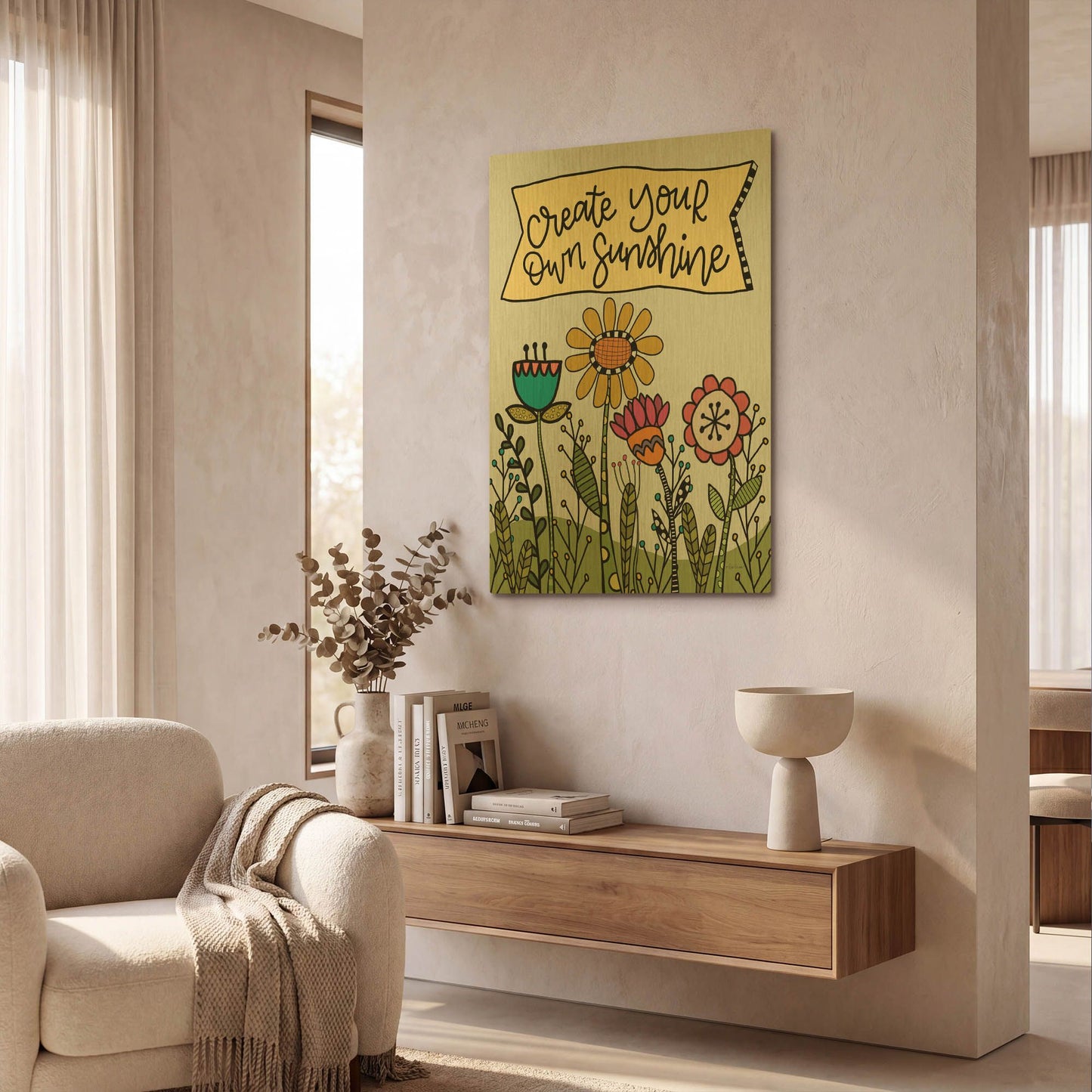 'Create Your Own Sunshine' By Lisa Larson Gold Metal Wall Art