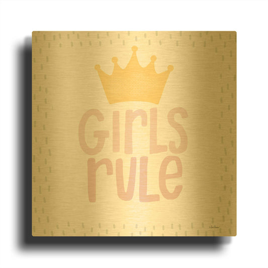 'Girls Rule' By Lisa Larson Gold Metal Wall Art
