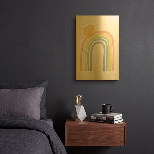 'Rainbow and Sun' By Lisa Larson Gold Metal Wall Art