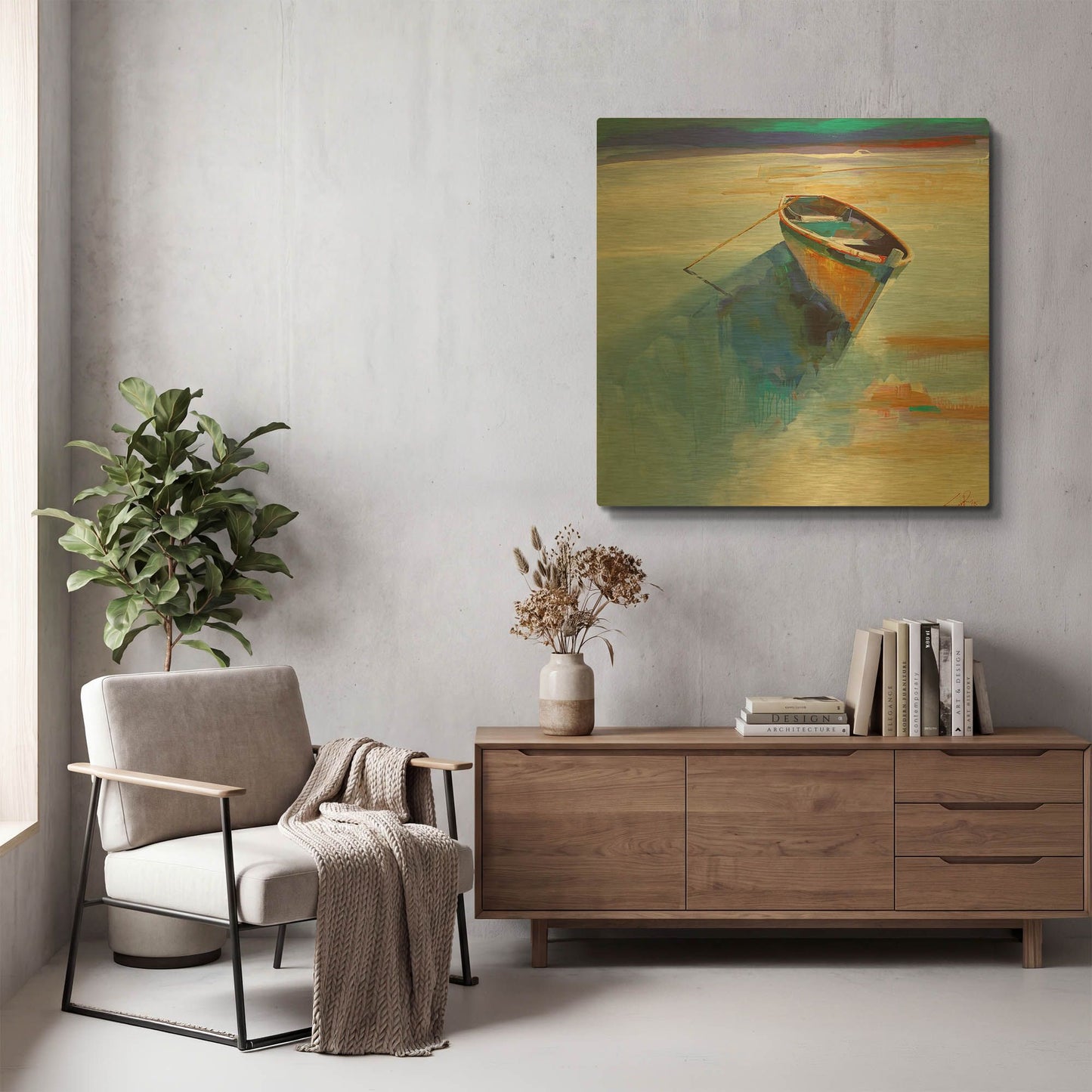 'Low Tide 1' By Craig Trewin Penny Gold Metal Wall Art