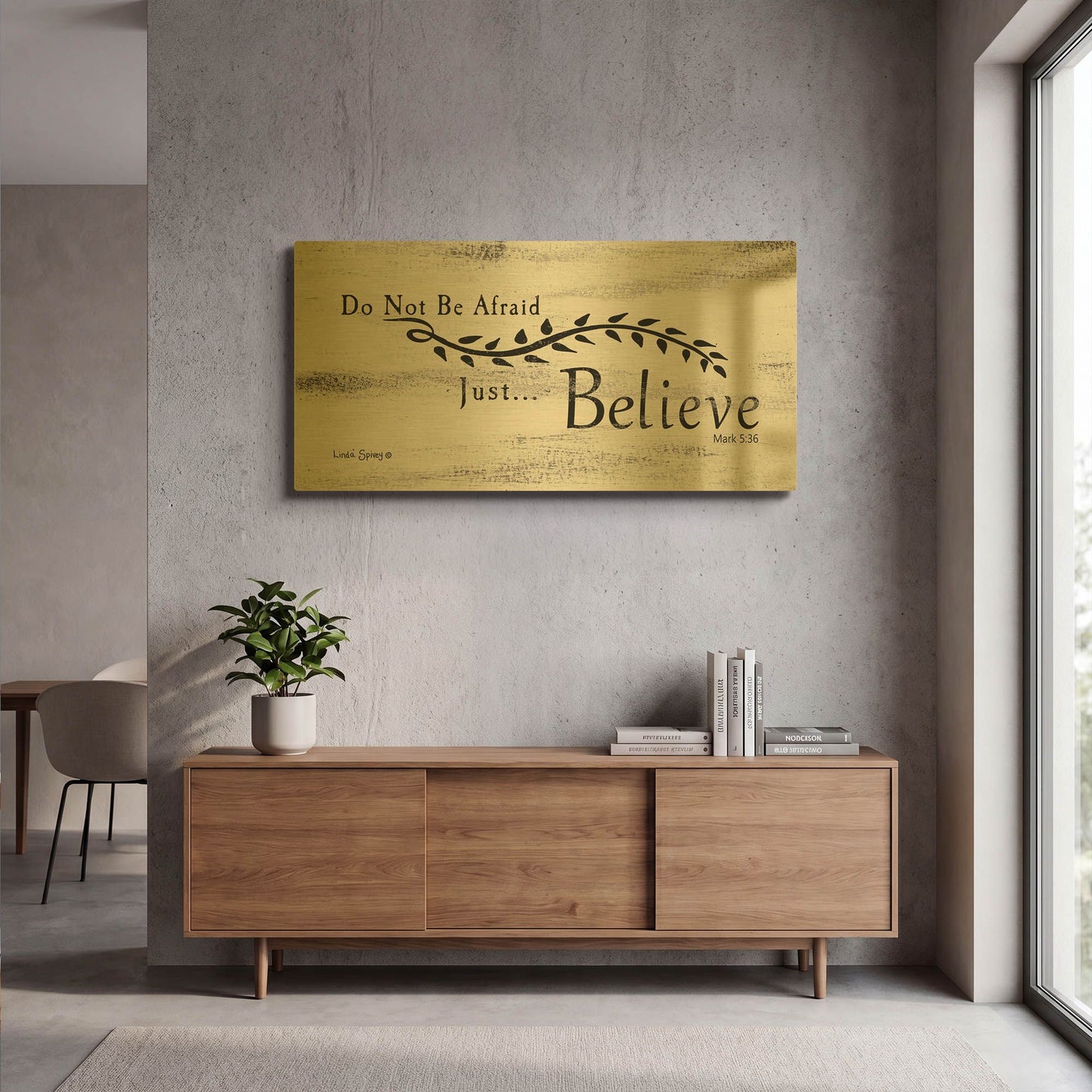 'Just Believe' By Linda Spivey Gold Metal Wall Art