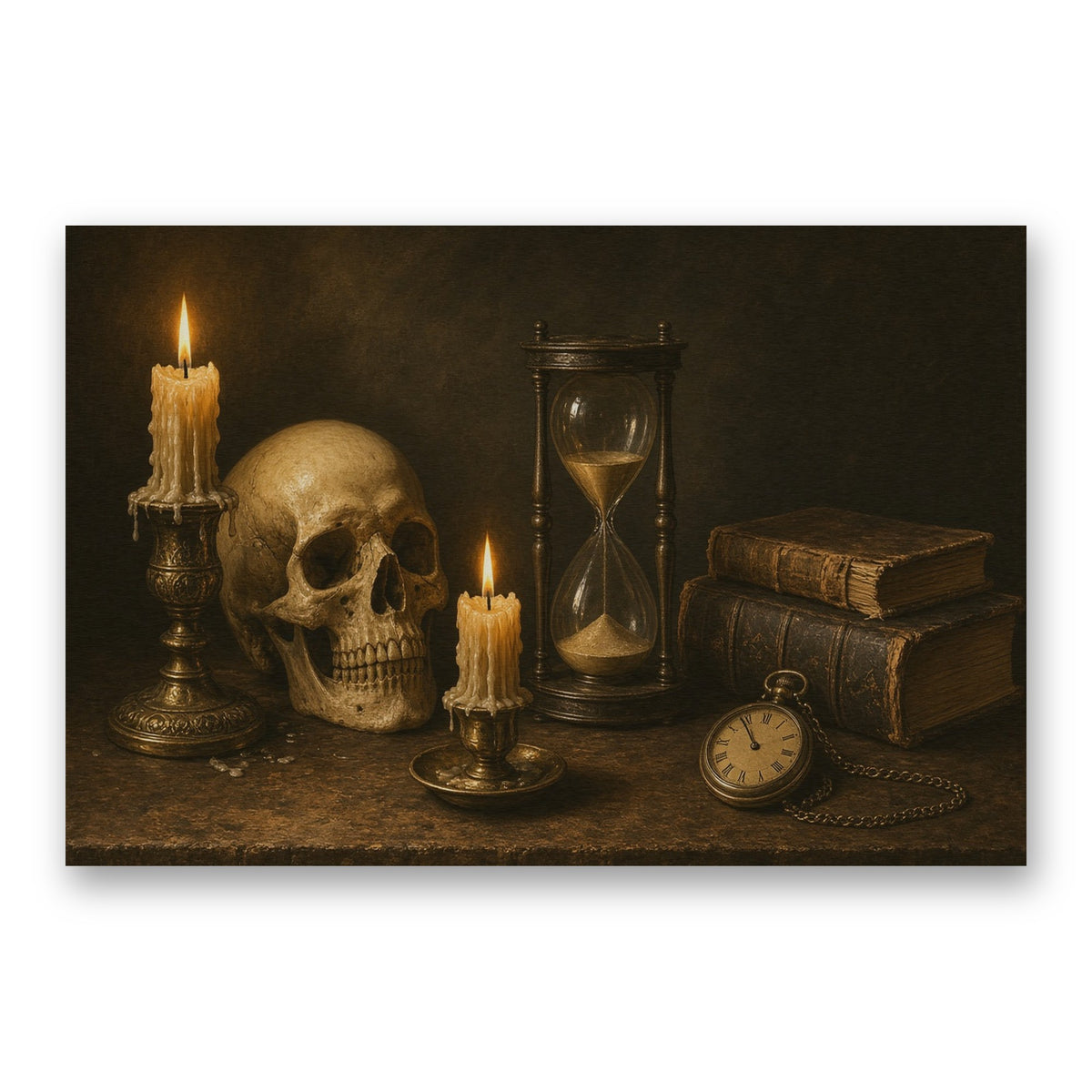 'Candlelit Vanitas' Halloween Gold Metal Wall Art