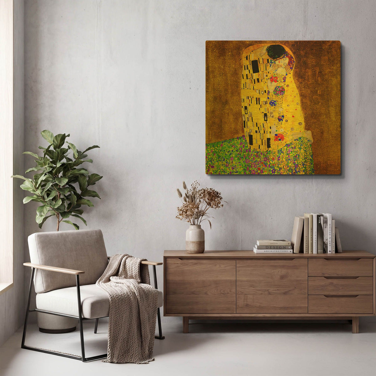 'The Kiss' By gustav klimt Gold Metal Wall Art