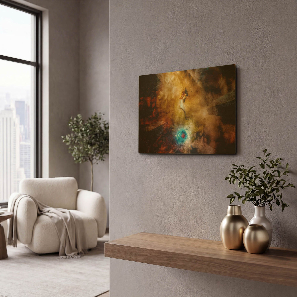 'The Sufferer' By Mario Sanchez Nevado Gold Metal Wall Art