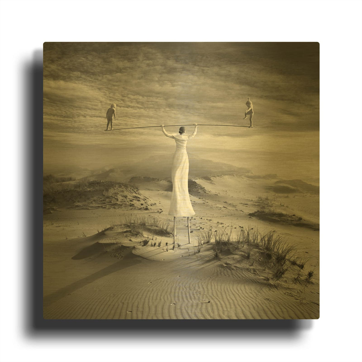 'Twins' By Dariusz Klimczak Gold Metal Wall Art