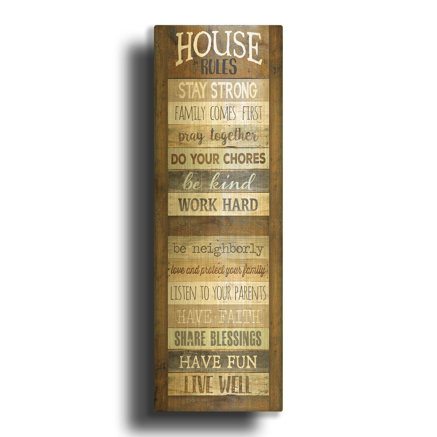 'House Rules' By Marla Rae Gold Metal Wall Art