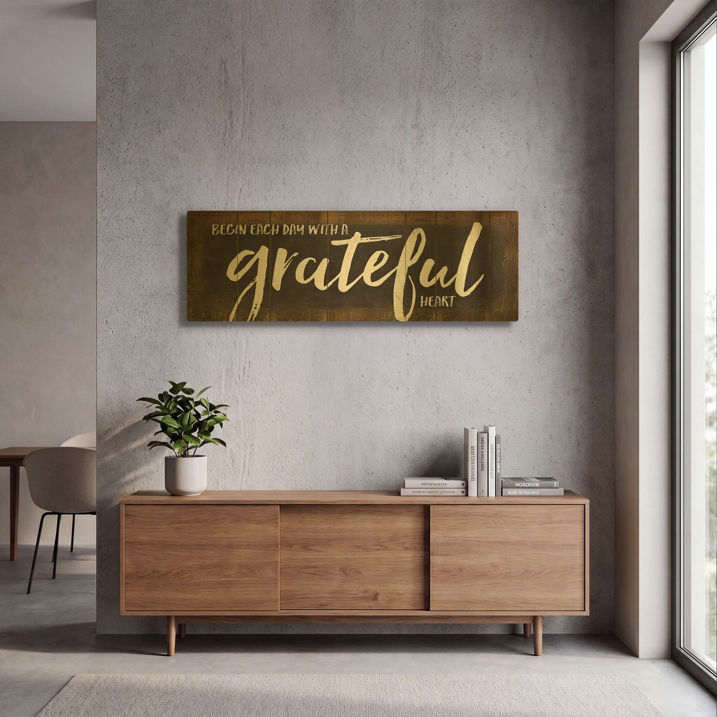 'Begin Each Day with a Grateful Heart' By Marla Rae Gold Metal Wall Art