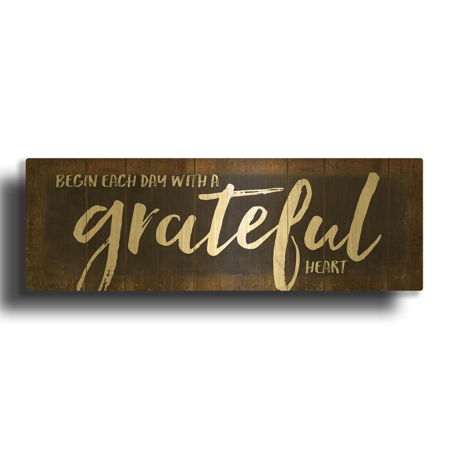 'Begin Each Day with a Grateful Heart' By Marla Rae Gold Metal Wall Art