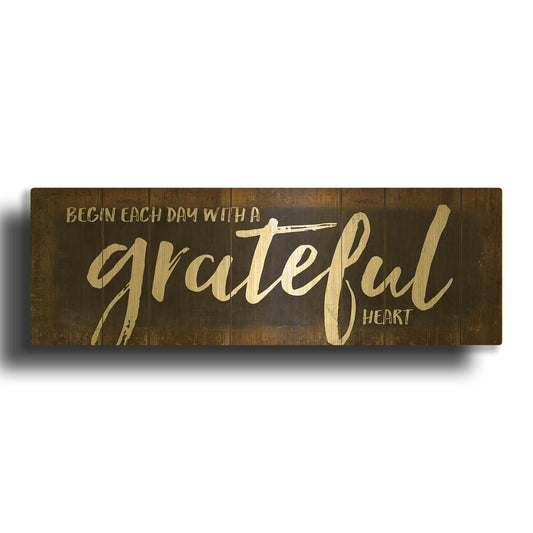 'Begin Each Day with a Grateful Heart' By Marla Rae Gold Metal Wall Art
