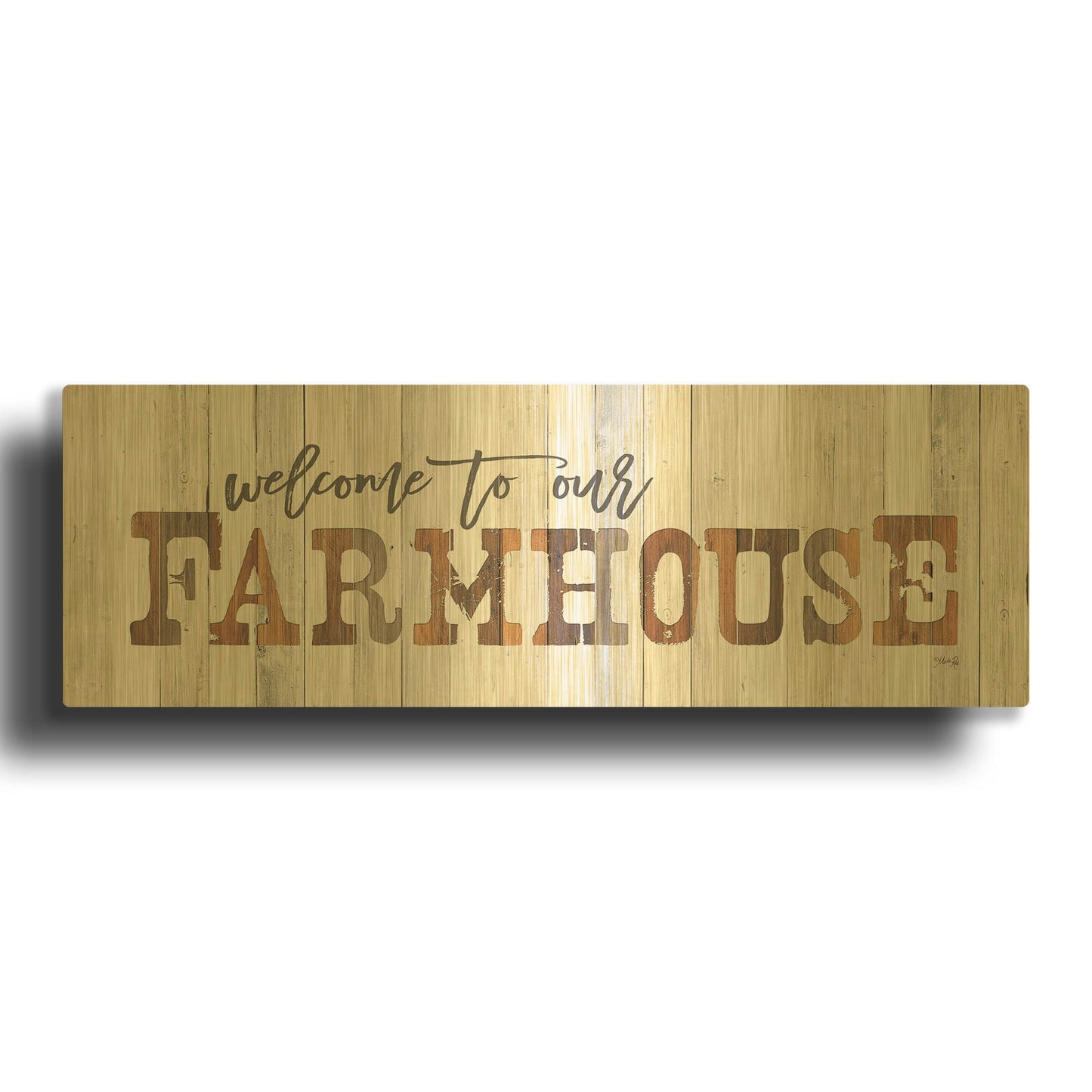 'Welcome to Our Farmhouse' By Marla Rae Gold Metal Wall Art