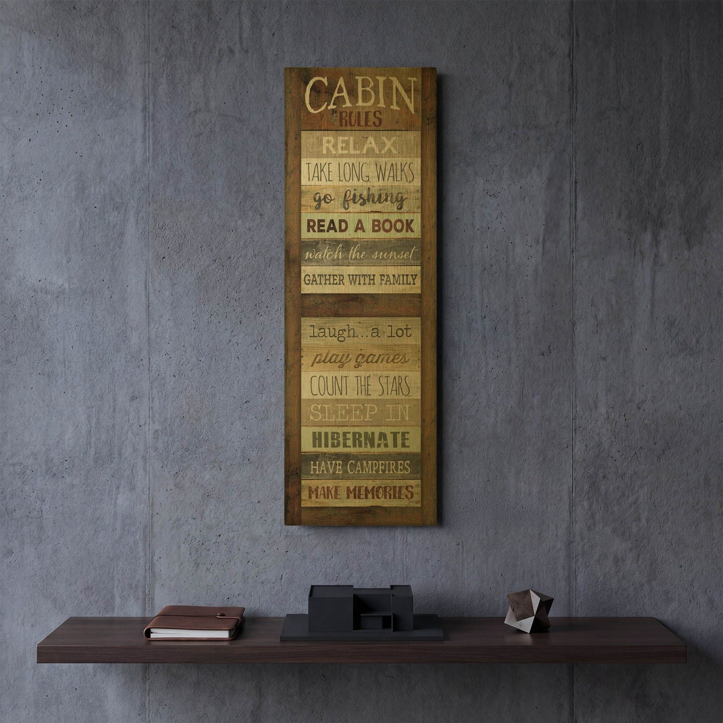 'Cabin Rules' By Marla Rae Gold Metal Wall Art