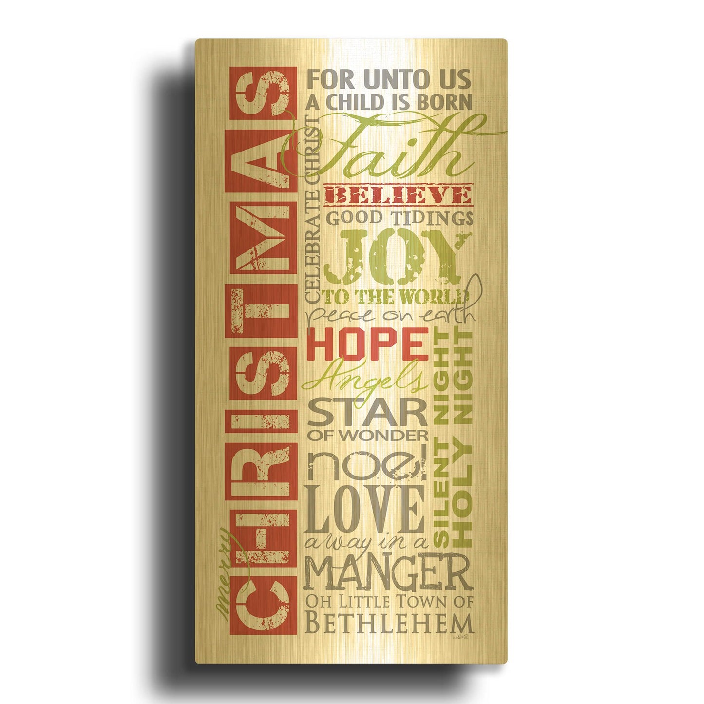 'Merry Christmas' By Marla Rae Gold Metal Wall Art